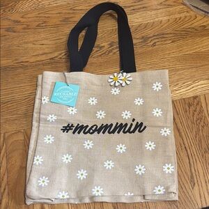 Daisy Print Beige #mommin Tote Bag